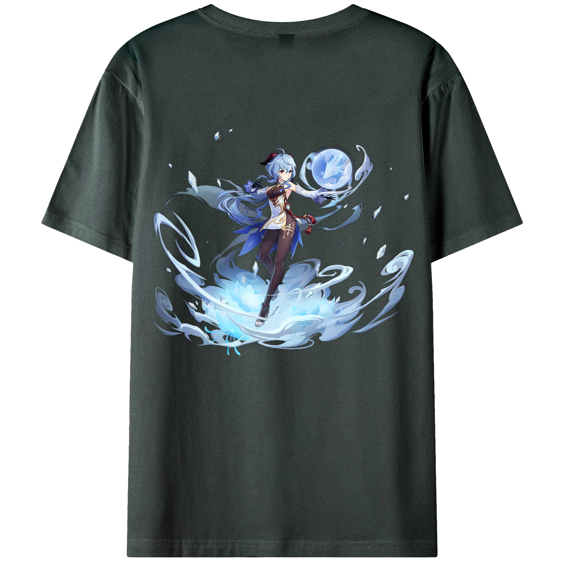 げんし神 甘雨 かんう genshin Ganyu 綿100％ メンズ半袖Tシャツ（バックプリント） 通気性
